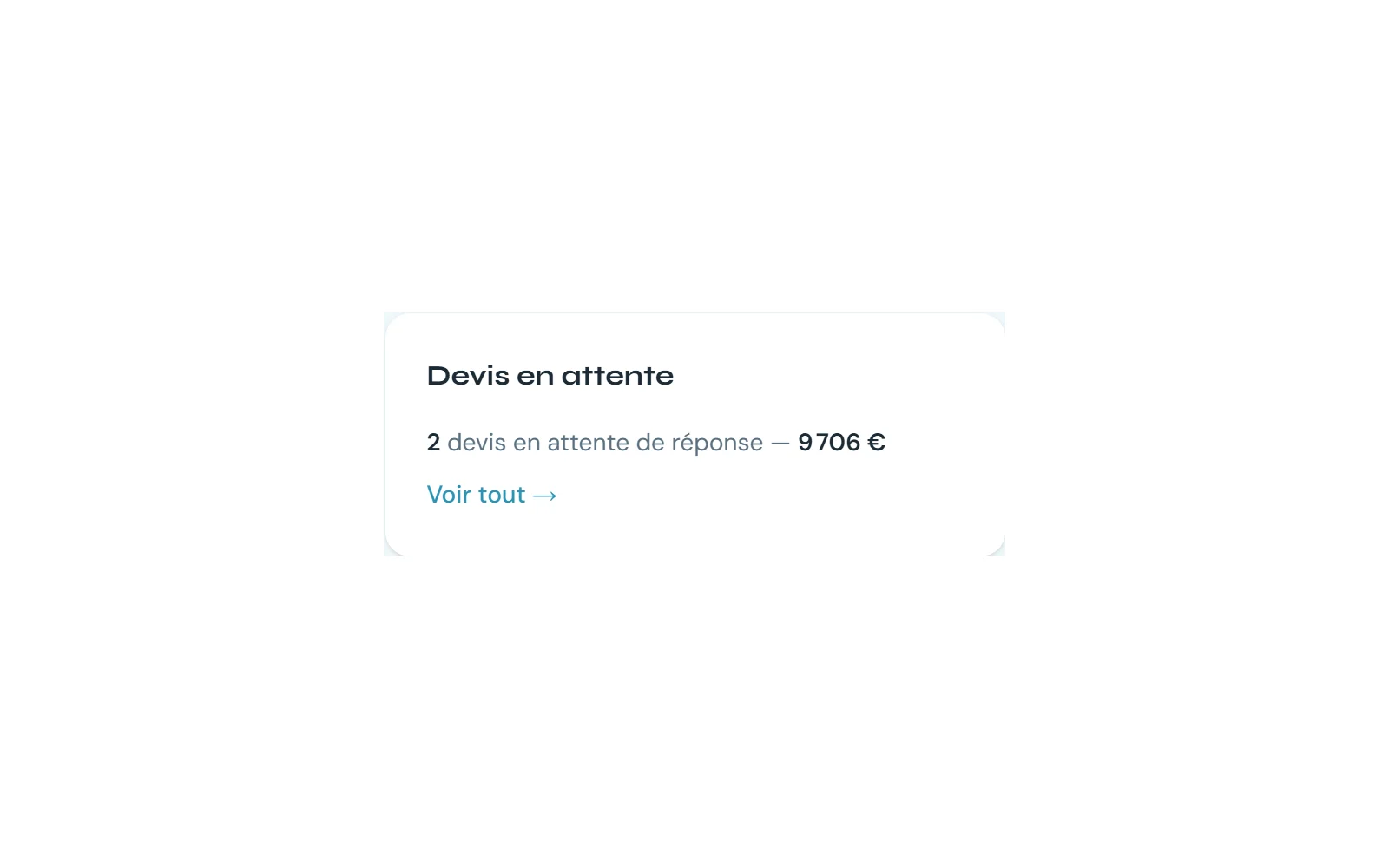 Widget "Devis en attente" sur le même tableau de bord que les factures